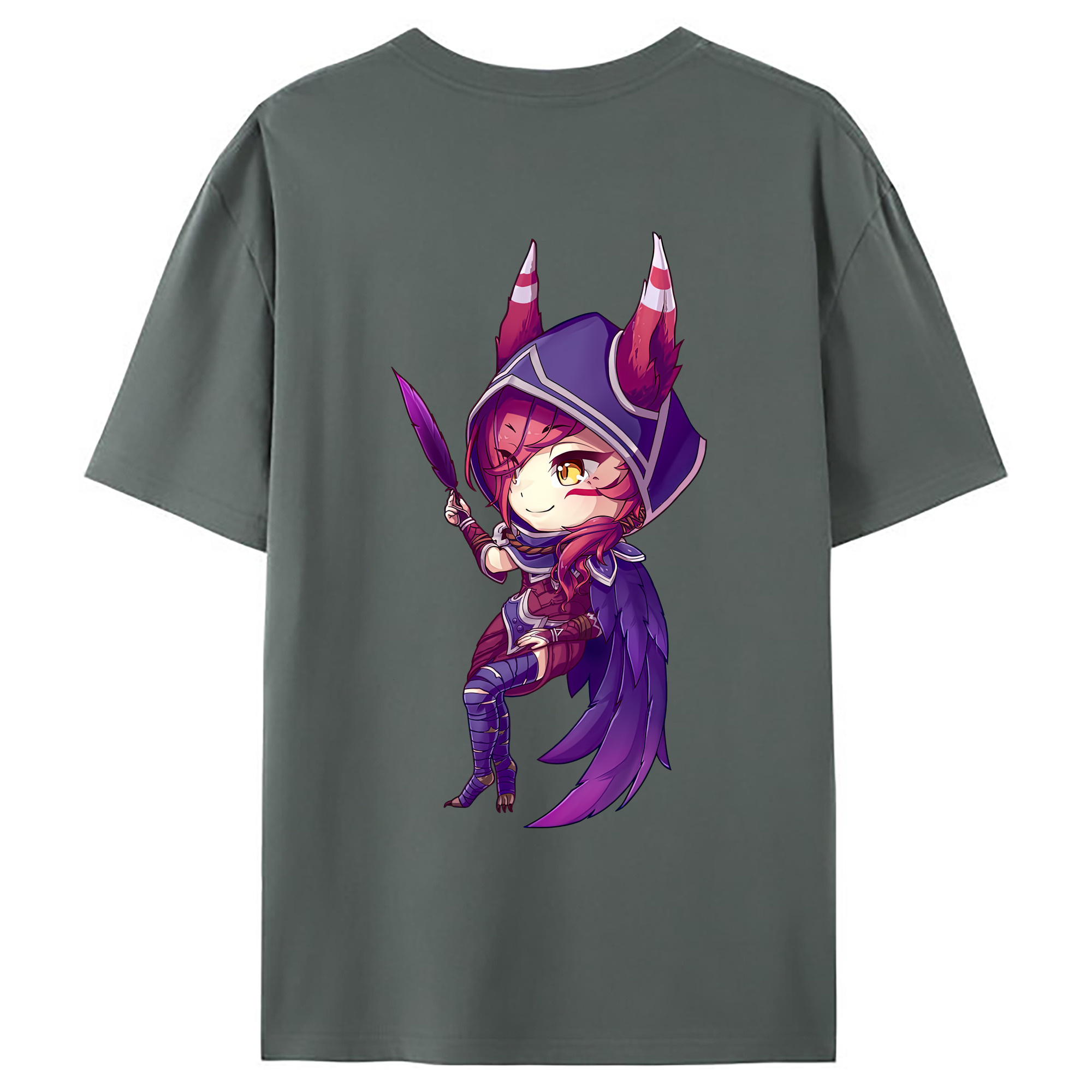 （画像用） リーグ・オブ・レジェンド League of Legends LOL 綿100％ メンズ半袖Tシャツ（バックプリント） 通気性